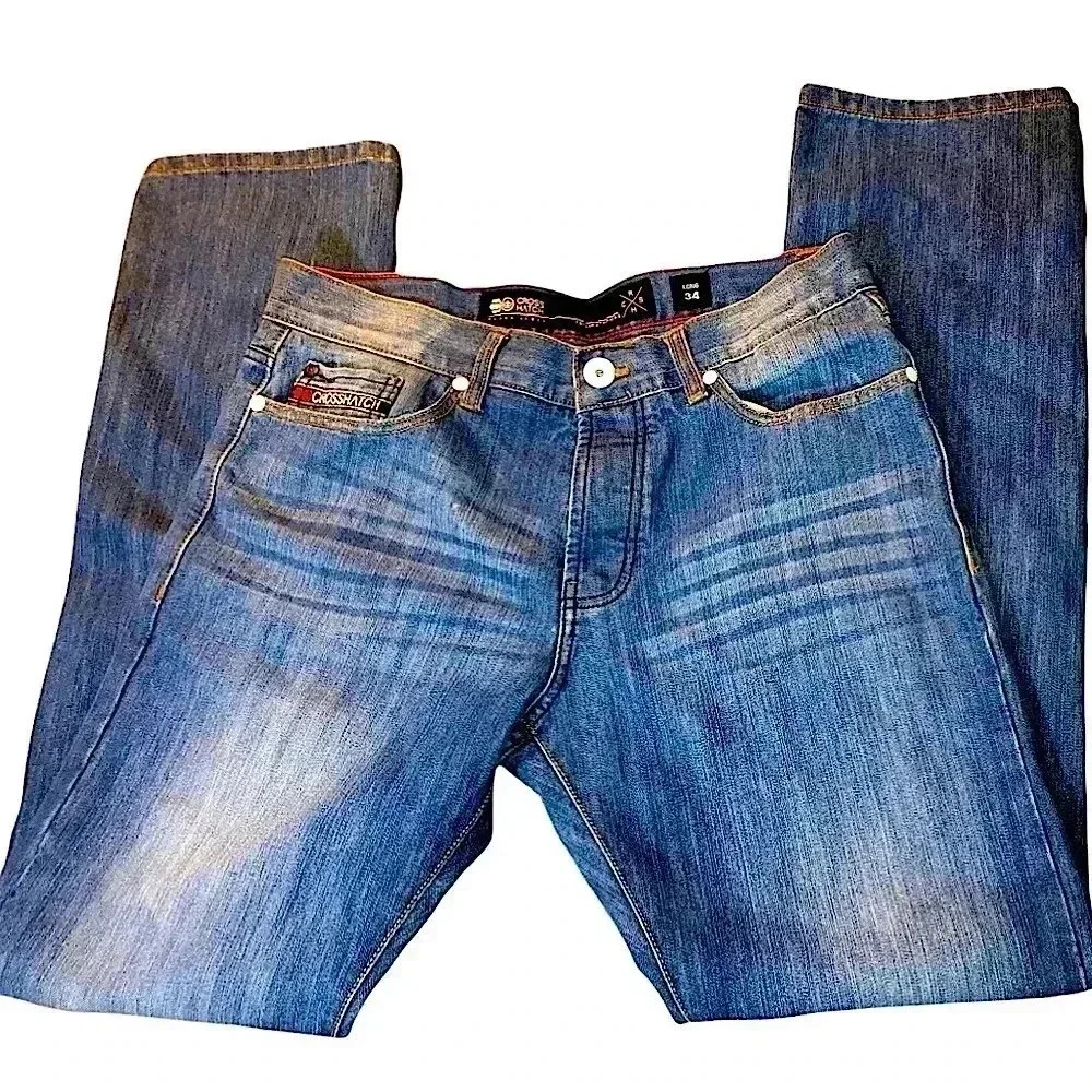 Men’s dark blue denim Cross Hatch Black Label Princed Jeans 34L NEW